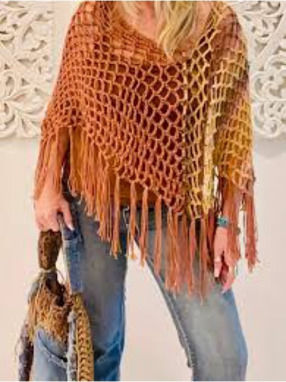 Fuzzy Boho Poncho 🧡